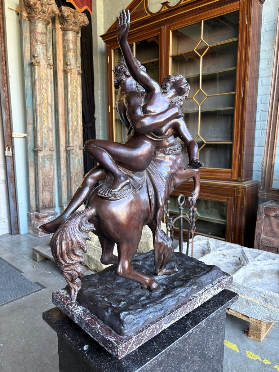 Large Bronze Sculpture "nessus Abducting Déjanire" Greek Mythology, 20th Century.-photo-4