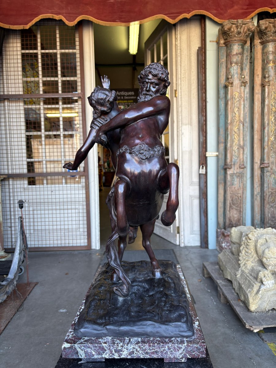 Large Bronze Sculpture "nessus Abducting Déjanire" Greek Mythology, 20th Century.-photo-5