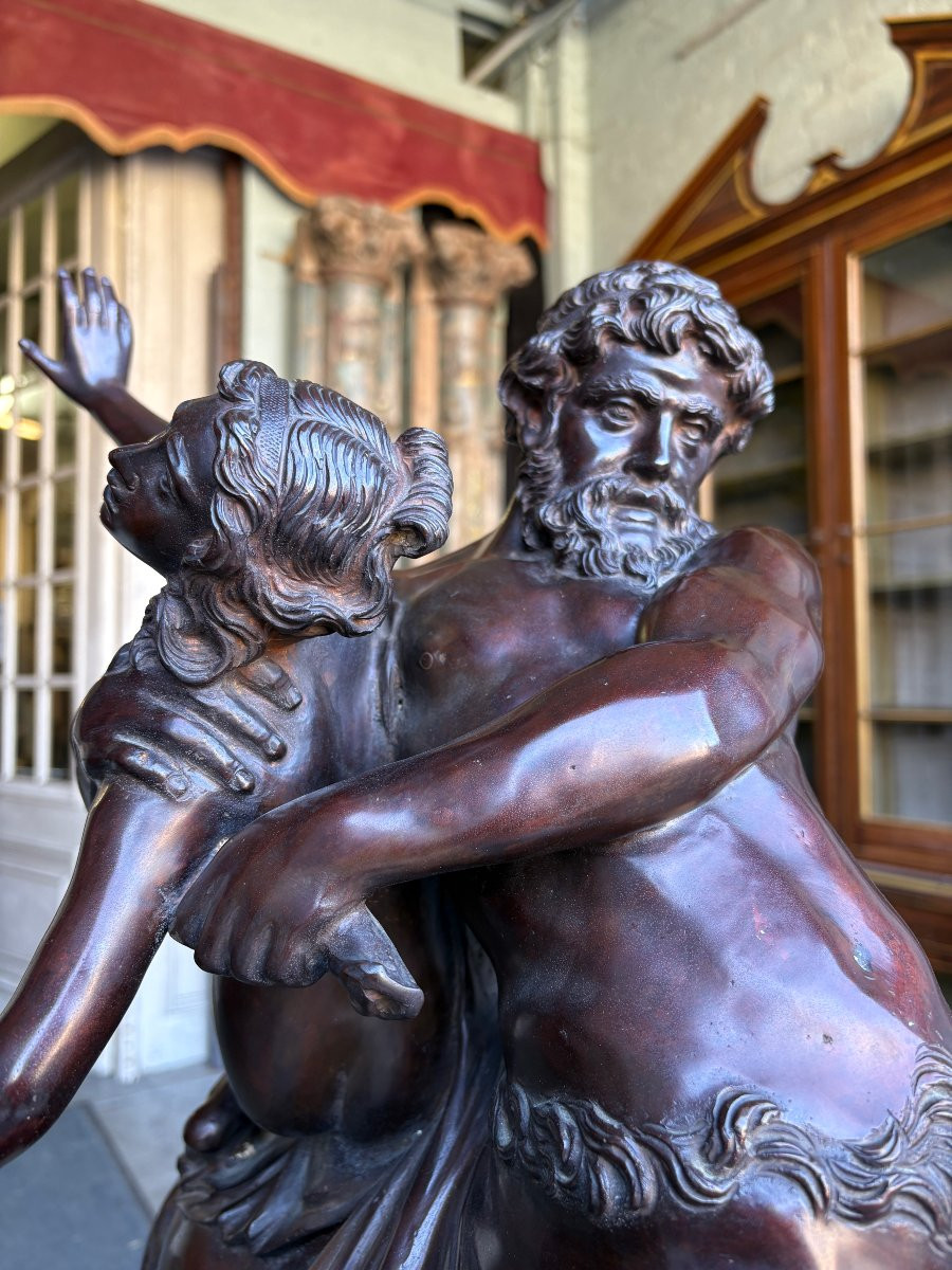 Large Bronze Sculpture "nessus Abducting Déjanire" Greek Mythology, 20th Century.-photo-6