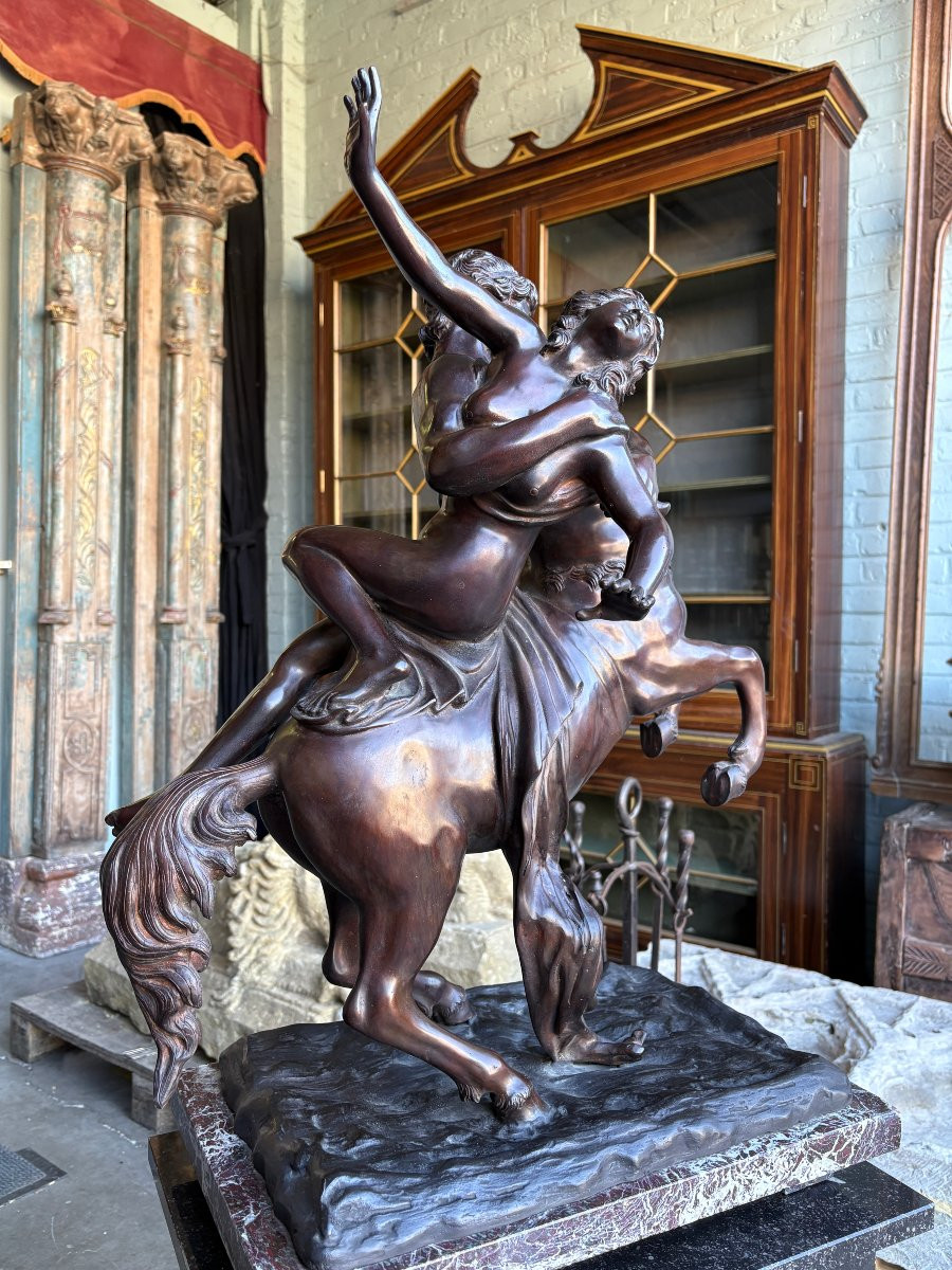 Large Bronze Sculpture "nessus Abducting Déjanire" Greek Mythology, 20th Century.-photo-7