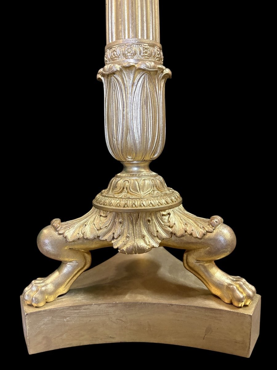 Pair Of Large Bronze Candelabra (71 Cm) In The Empire Style, 19th Century.-photo-4