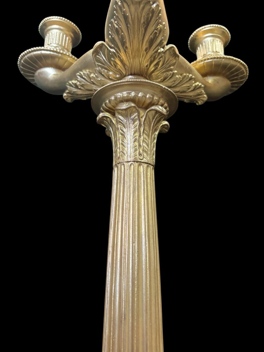 Pair Of Large Bronze Candelabra (71 Cm) In The Empire Style, 19th Century.-photo-5