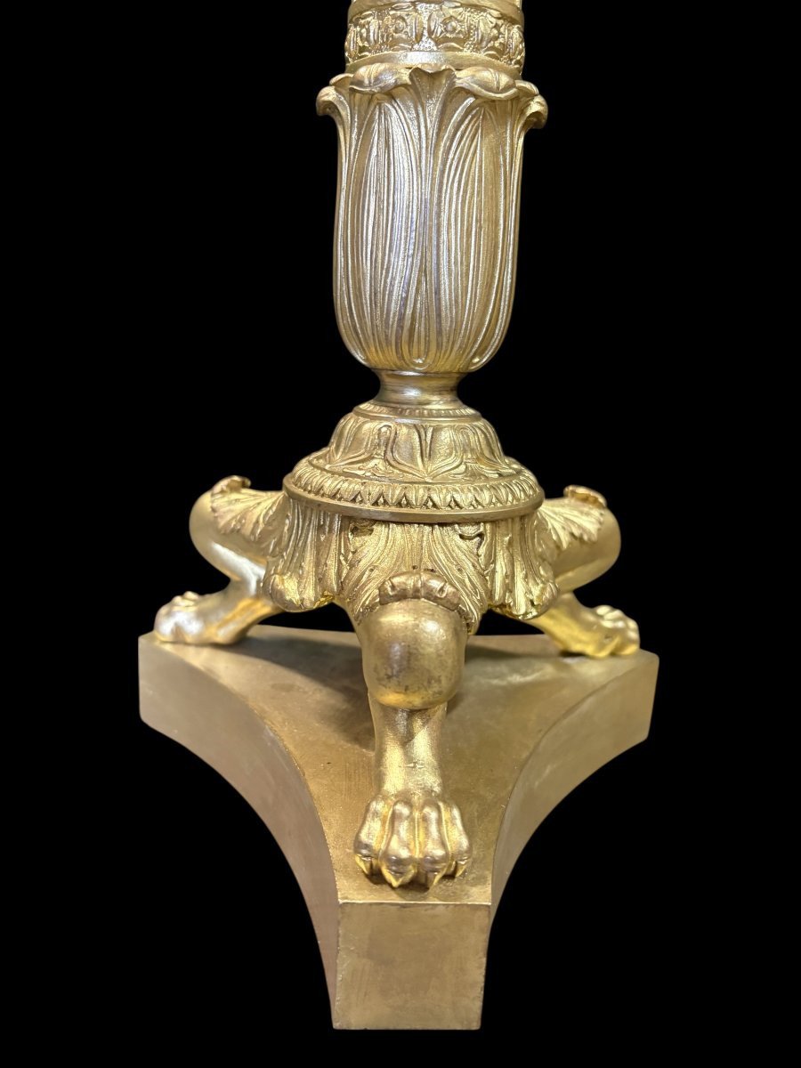 Pair Of Large Bronze Candelabra (71 Cm) In The Empire Style, 19th Century.-photo-6