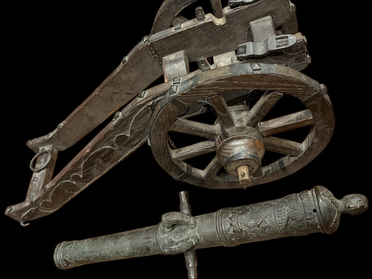 Canon miniature monte sur un affût, daté de 1630 -photo-3
