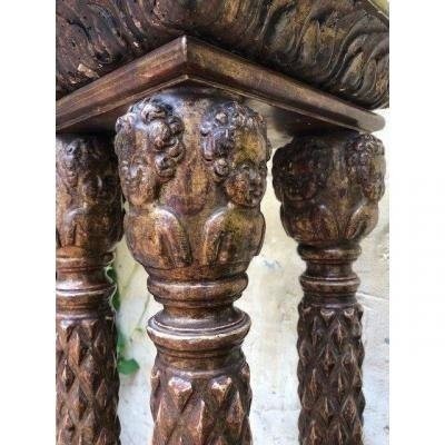 Four-column Renaissance Pedestal In 18th-century Gilded Wood.-photo-4