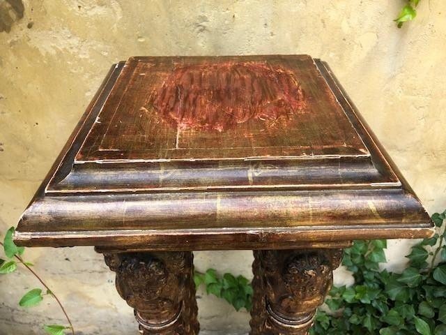 Four-column Renaissance Pedestal In 18th-century Gilded Wood.-photo-2