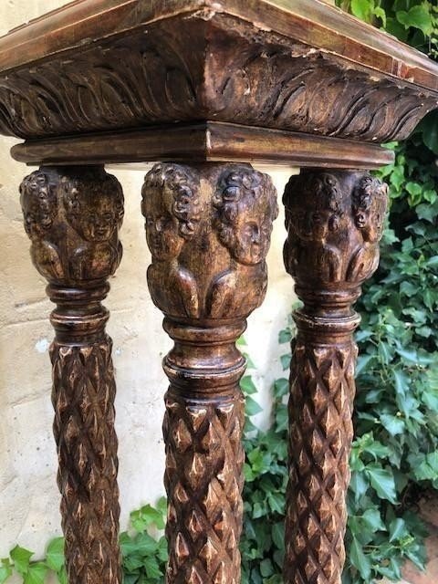 Four-column Renaissance Pedestal In 18th-century Gilded Wood.-photo-5