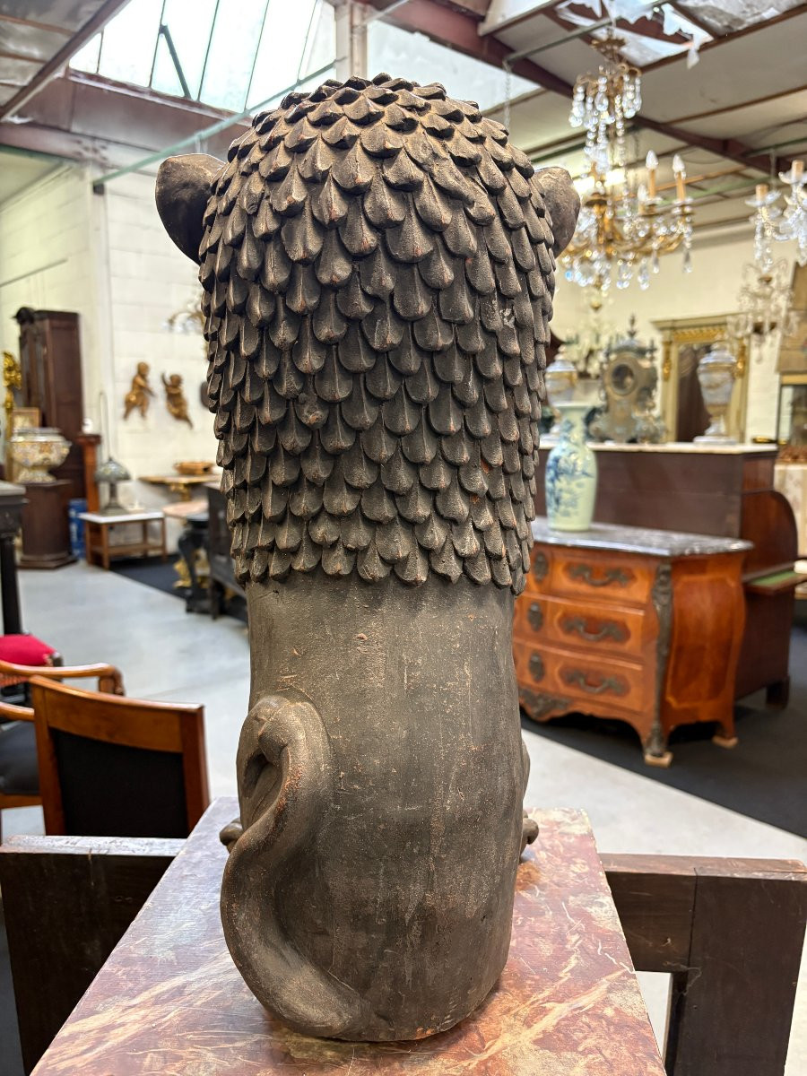 Decorative Oriental Lion In Terra Cotta, Late 19th Century.-photo-5