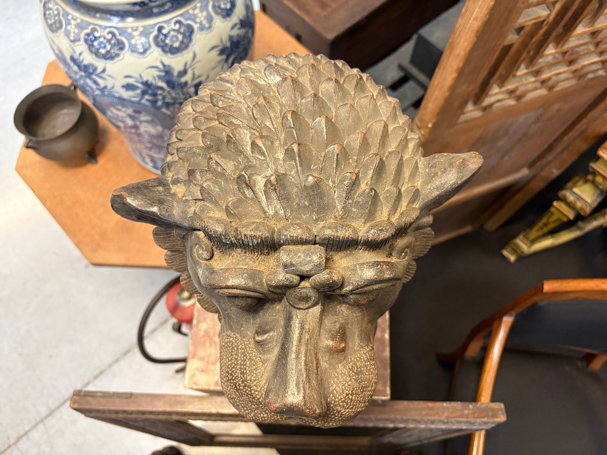 Decorative Oriental Lion In Terra Cotta, Late 19th Century.-photo-7