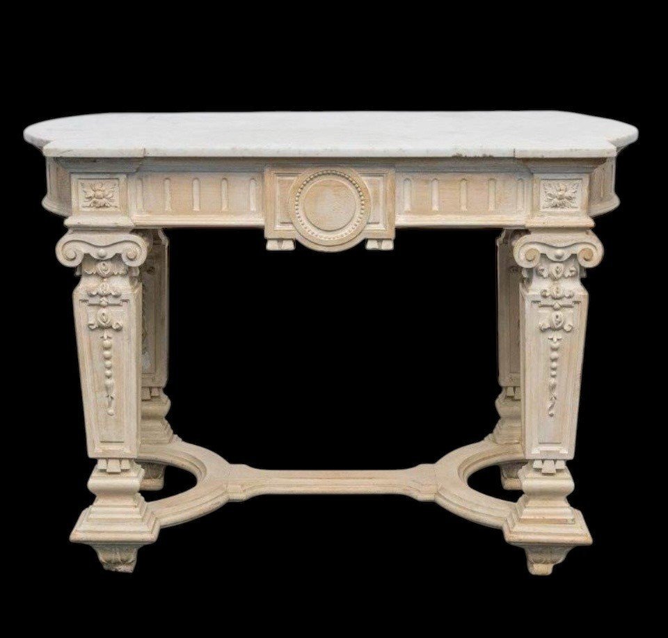 Console Décorative En Bois Sculpté De Style Louis XVI , 19ème.-photo-1