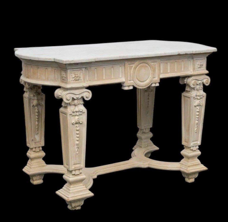 Console Décorative En Bois Sculpté De Style Louis XVI , 19ème.-photo-8