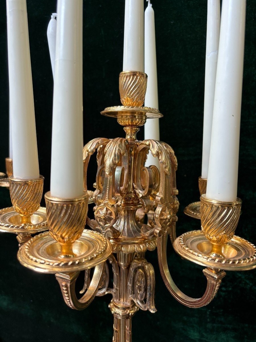 Pair Of Large Gilded Bronze Candelabras ( 74 Cm ) Napoleon III-photo-1