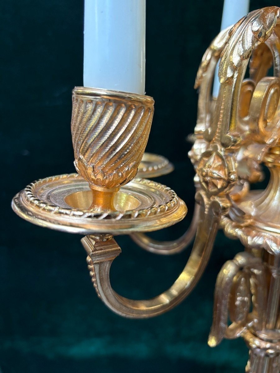 Pair Of Large Gilded Bronze Candelabras ( 74 Cm ) Napoleon III-photo-2