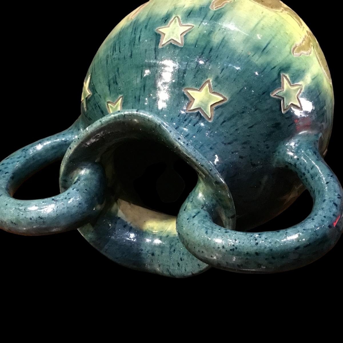 Vase Of Cats And Stars Earthenware Circa 1930 Art Deco-photo-5
