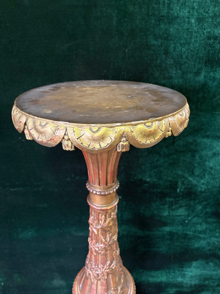 Large 19th-century Gilded Wood Torchère (163 Cm)-photo-3