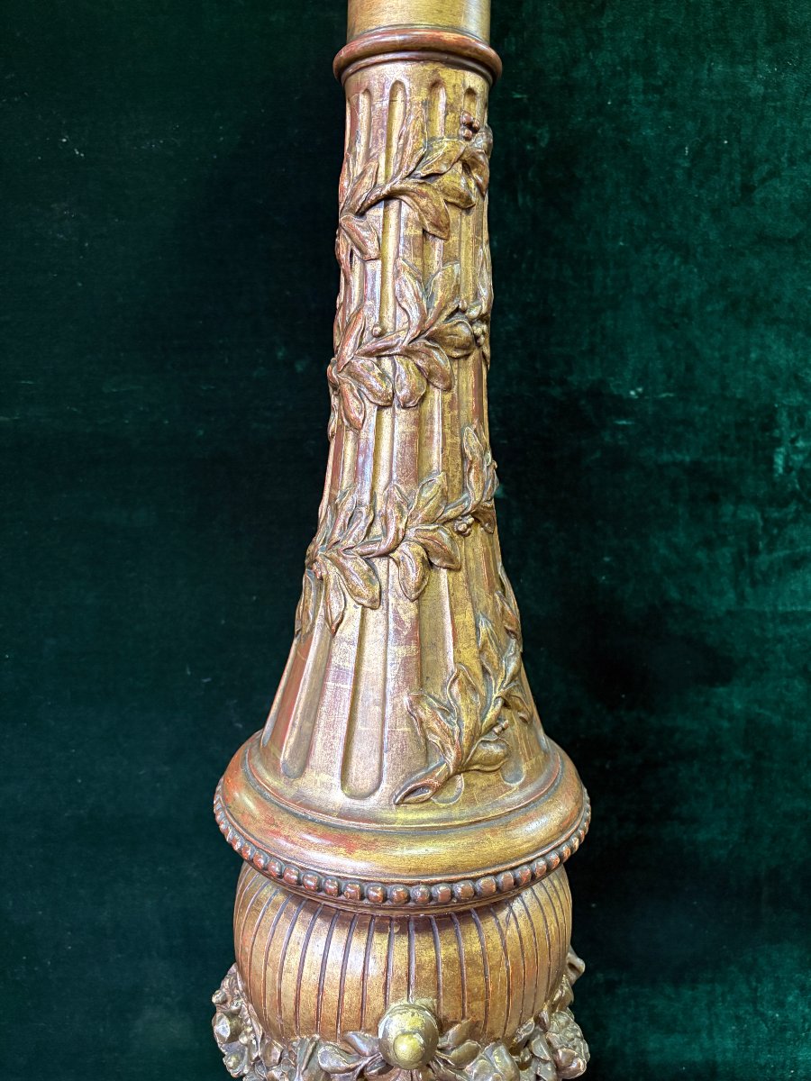 Large 19th-century Gilded Wood Torchère (163 Cm)-photo-1