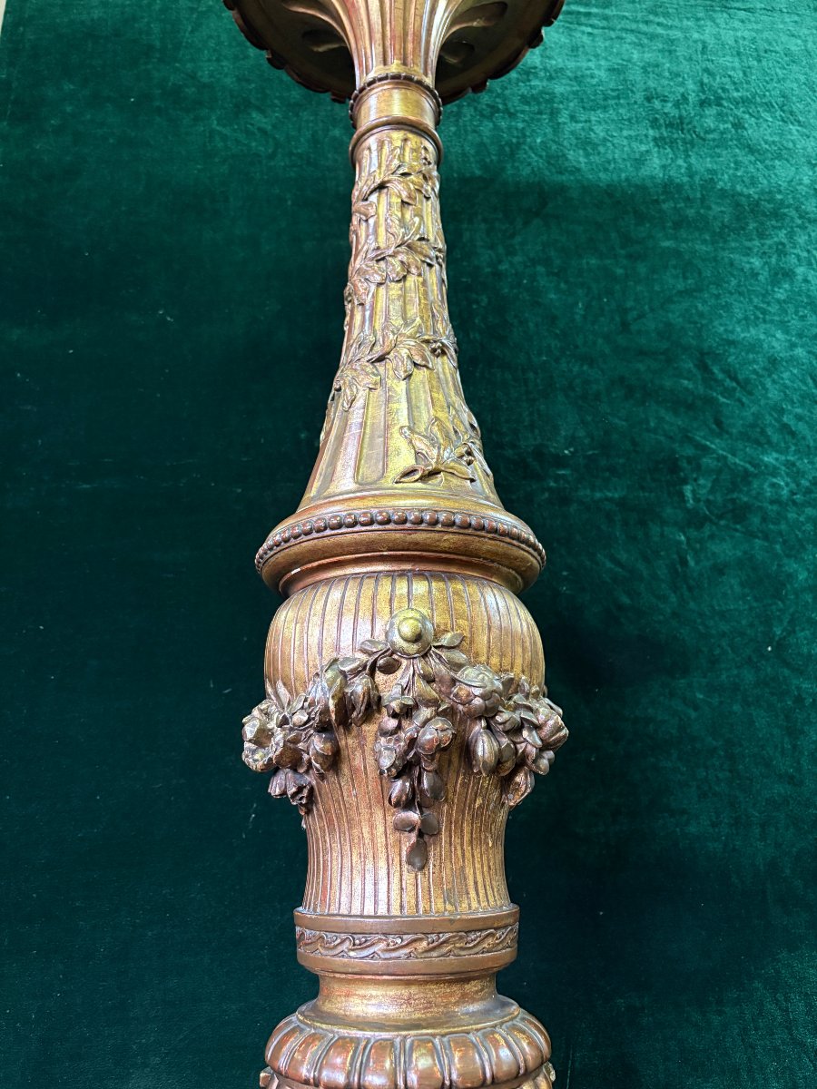 Large 19th-century Gilded Wood Torchère (163 Cm)-photo-2
