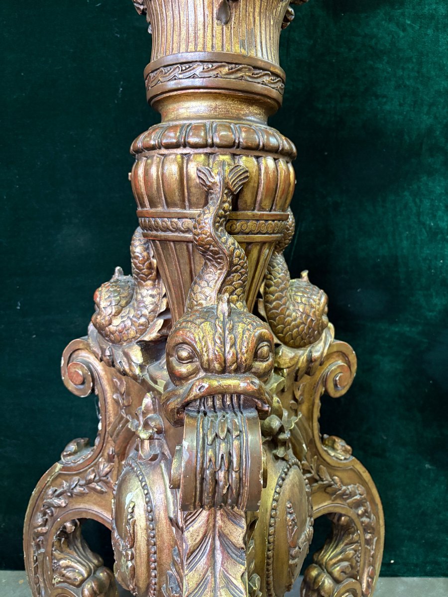Large 19th-century Gilded Wood Torchère (163 Cm)-photo-3