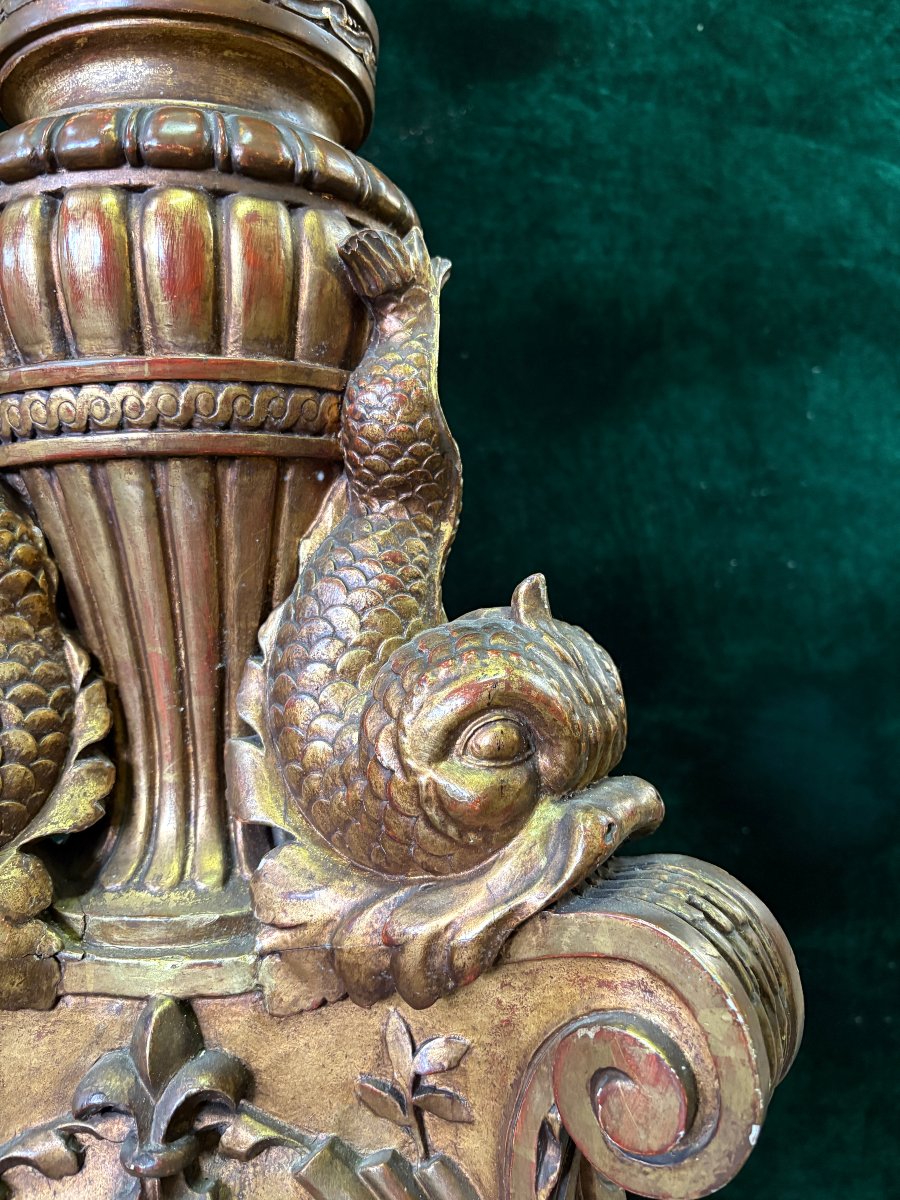 Large 19th-century Gilded Wood Torchère (163 Cm)-photo-4