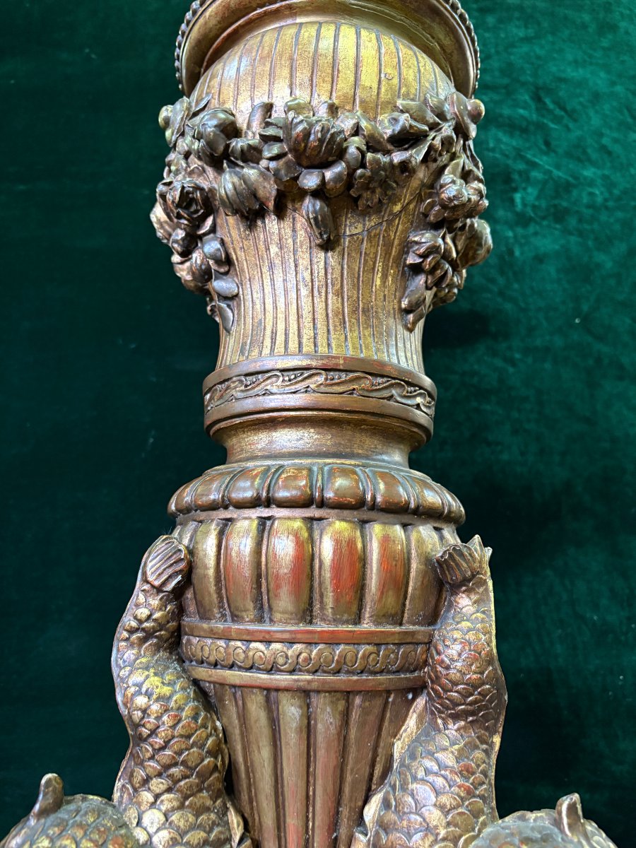 Large 19th-century Gilded Wood Torchère (163 Cm)-photo-5