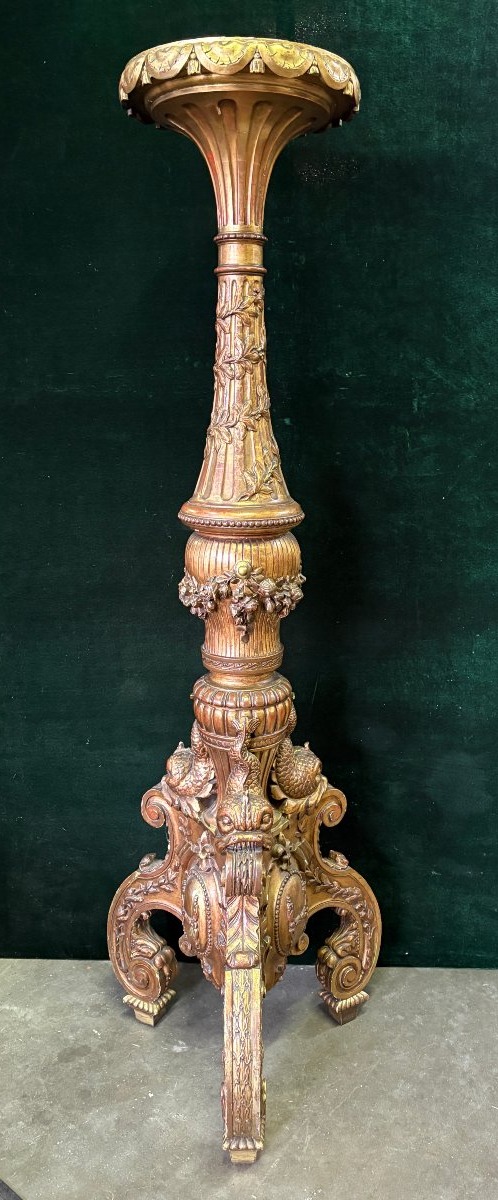 Large 19th-century Gilded Wood Torchère (163 Cm)