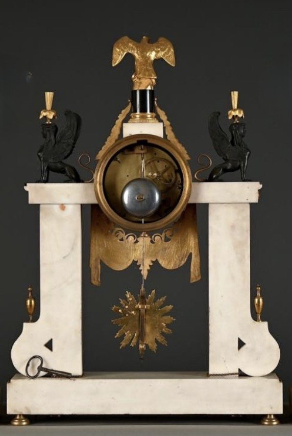 Grande pendule portique ( 64,5 cm ) de style Empire, XIXe siècle-photo-7