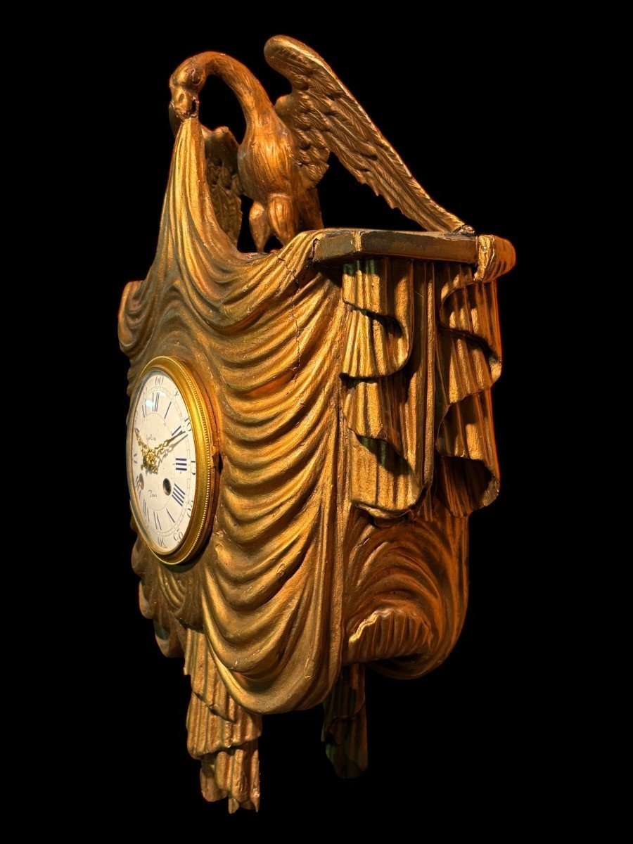Decorative Gilded Wood And Paste Cartel Depicting An Eagle-photo-4
