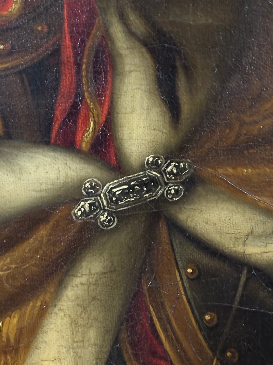 Large Portrait Of Emperor François I Stéphane, Oil On Canvas, 18th Century.-photo-1