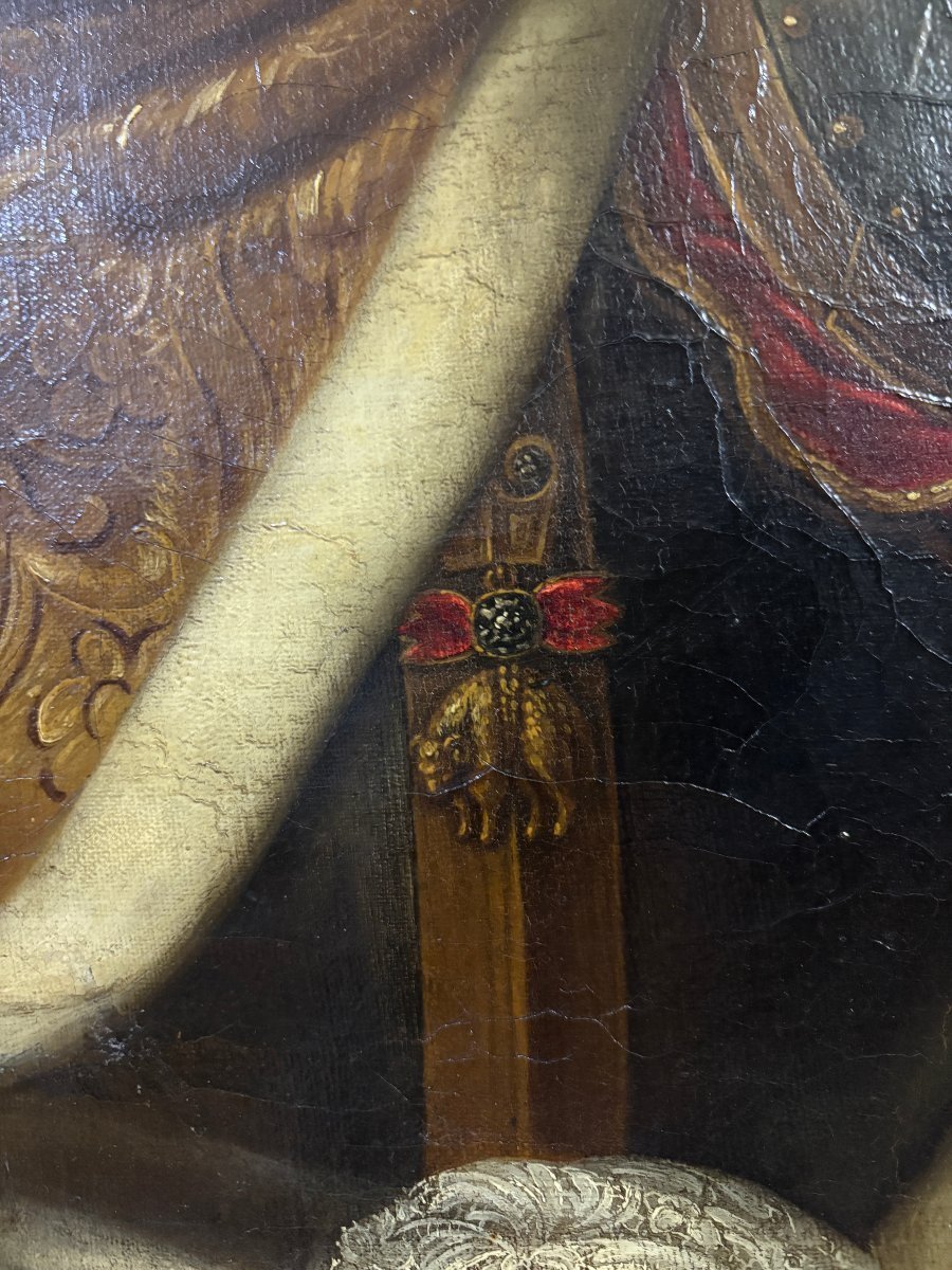 Large Portrait Of Emperor François I Stéphane, Oil On Canvas, 18th Century.-photo-3
