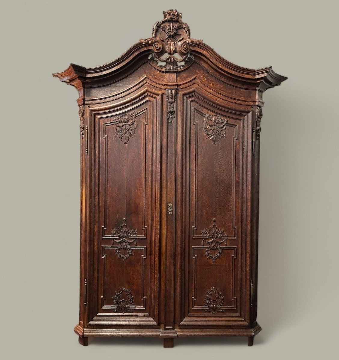 Grand Meuble De Château 2 Portes En Chêne 18ème.-photo-2