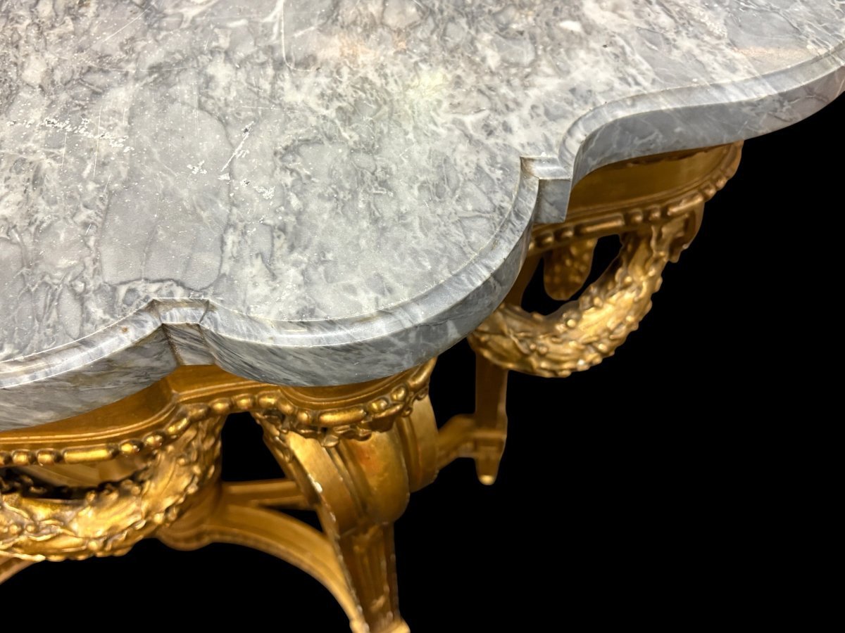Élégante console en bois doré de style Louis XVI 19ème.-photo-4