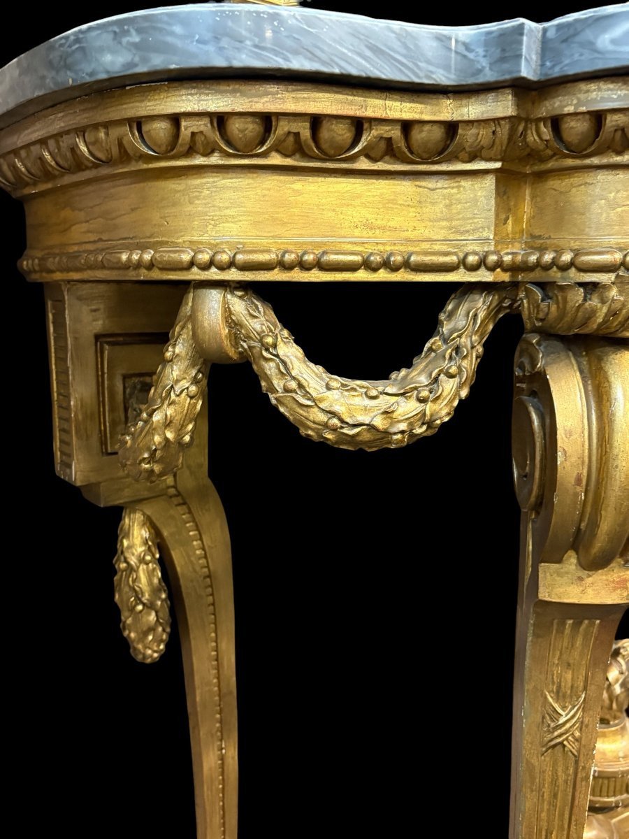 Élégante console en bois doré de style Louis XVI 19ème.-photo-3