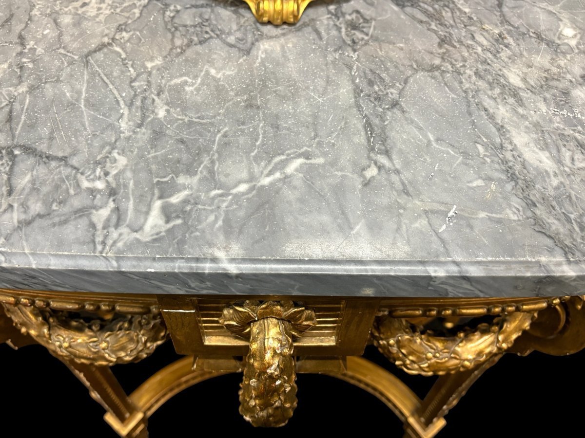 Élégante console en bois doré de style Louis XVI 19ème.-photo-4
