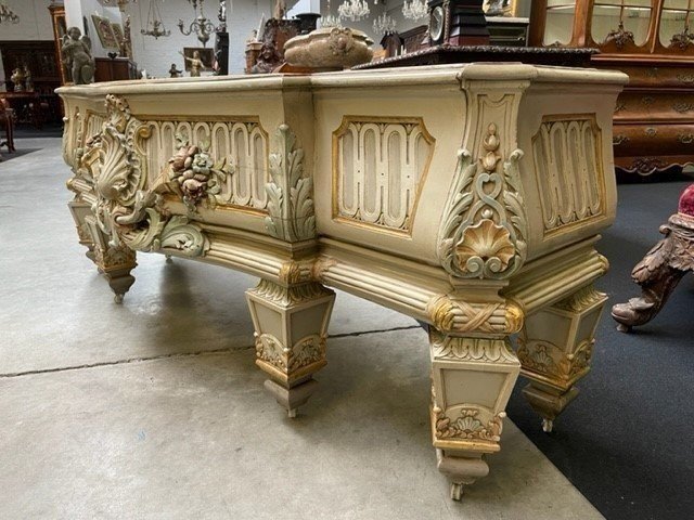 Extra-large Lxvi-style Carved Wooden Planter, 19th Century (166 Cm).-photo-4