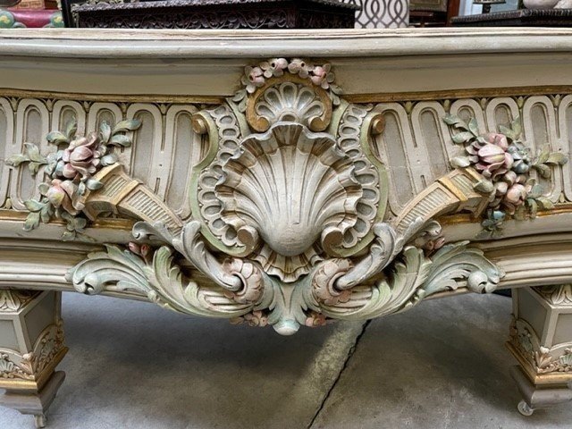 Extra-large Lxvi-style Carved Wooden Planter, 19th Century (166 Cm).-photo-1