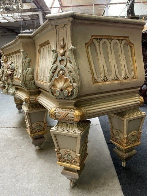 Extra-large Lxvi-style Carved Wooden Planter, 19th Century (166 Cm).-photo-2