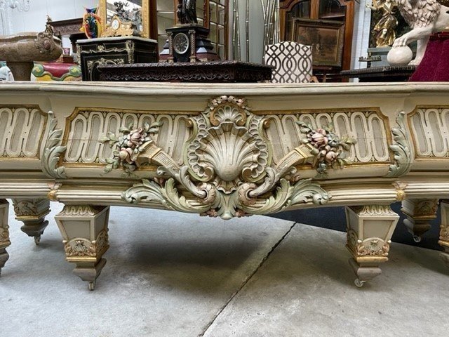 Extra-large Lxvi-style Carved Wooden Planter, 19th Century (166 Cm).-photo-4