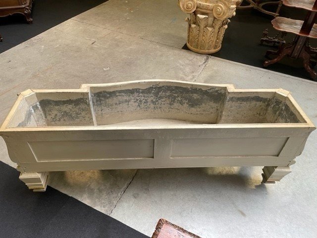 Extra-large Lxvi-style Carved Wooden Planter, 19th Century (166 Cm).-photo-7