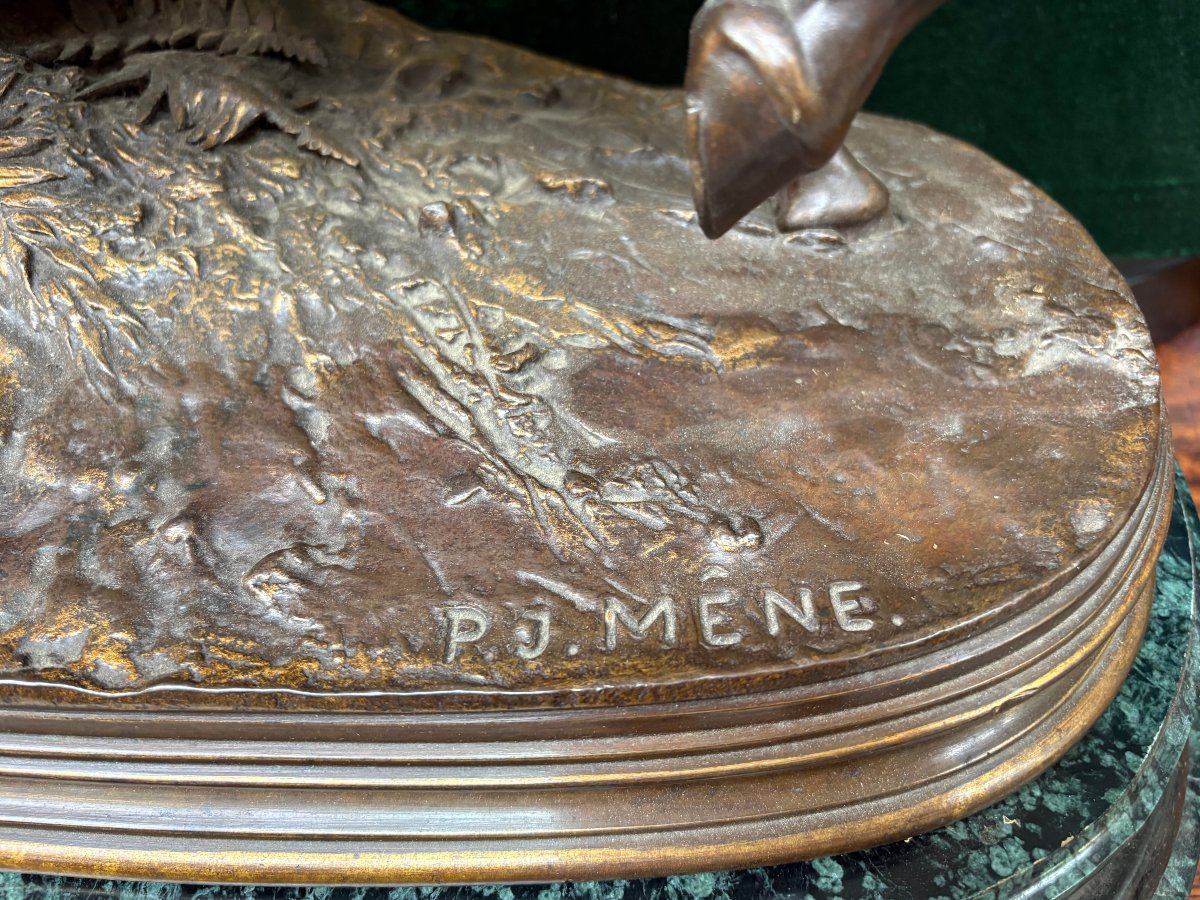 Large Bronze Sculpture "the Arab Falconer On Horseback," 19th Century.-photo-2