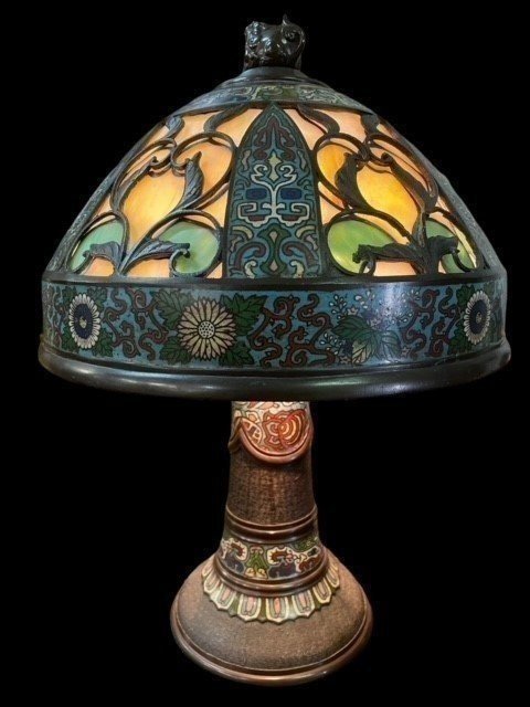 Lampadaire " Style Tiffany " En Gloisonné Au Début Du 20ème Siècle.