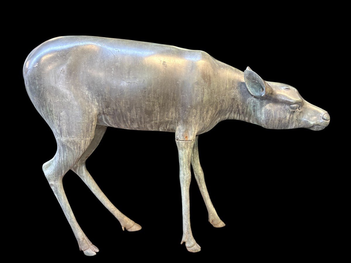 Très belle paire de cerfs en bronze du XIXe siècle.-photo-2