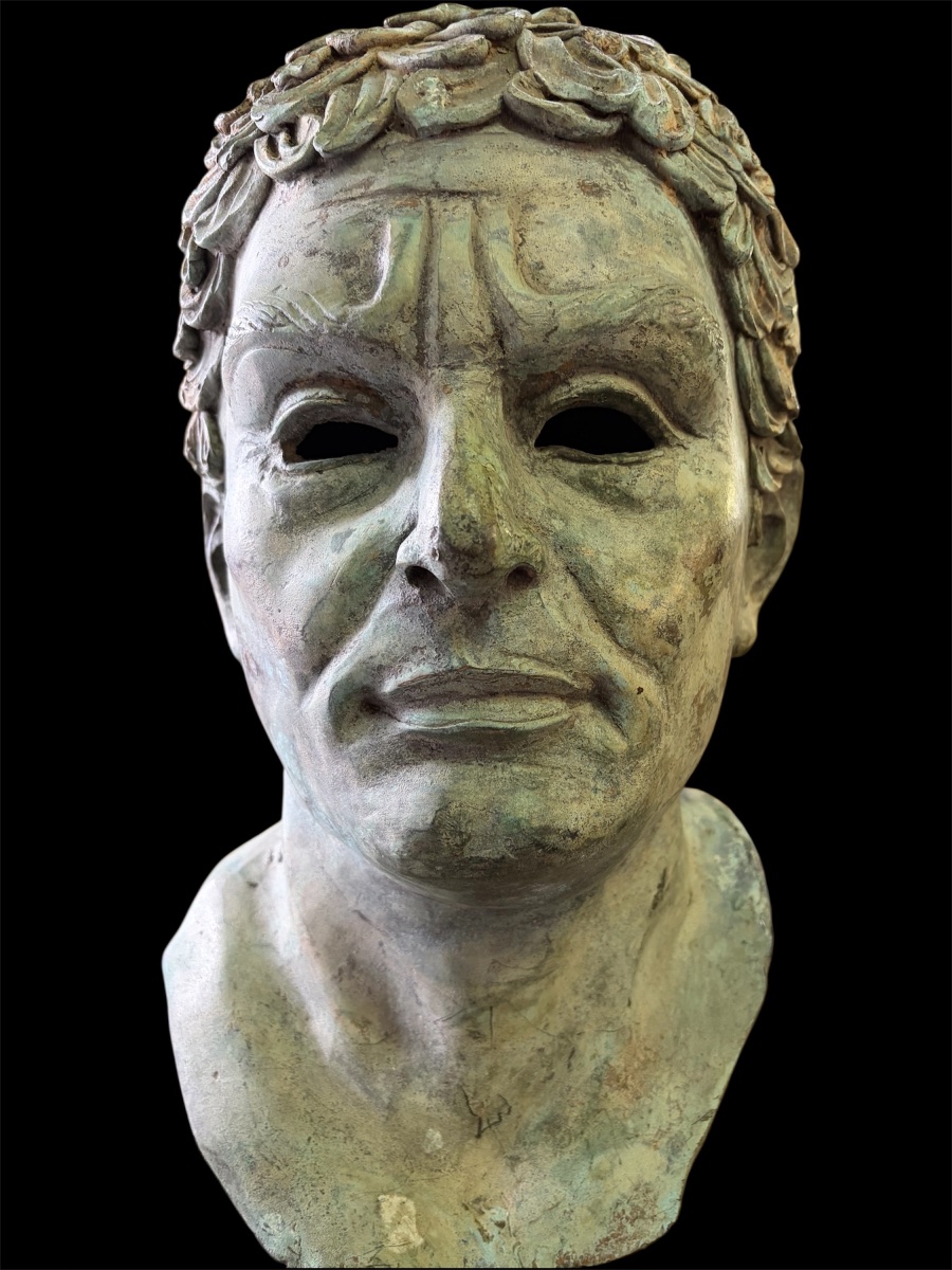 Tête en bronze d’un philosophe de l’antiquité, hauteur 52 cm-photo-3