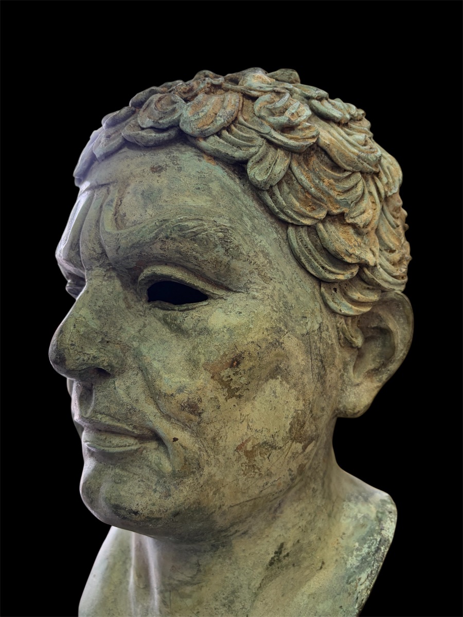 Tête en bronze d’un philosophe de l’antiquité, hauteur 52 cm-photo-4