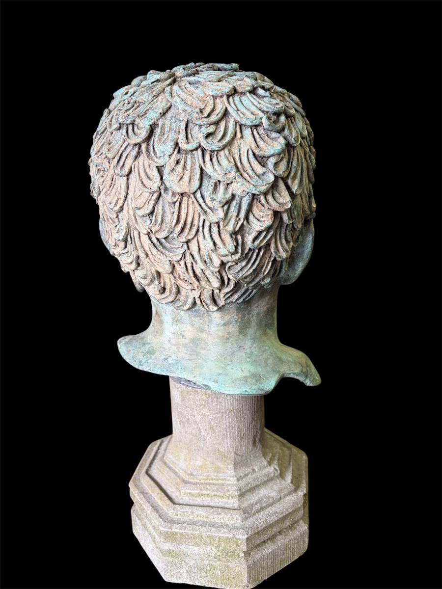 Tête en bronze d’un philosophe de l’antiquité, hauteur 52 cm-photo-4