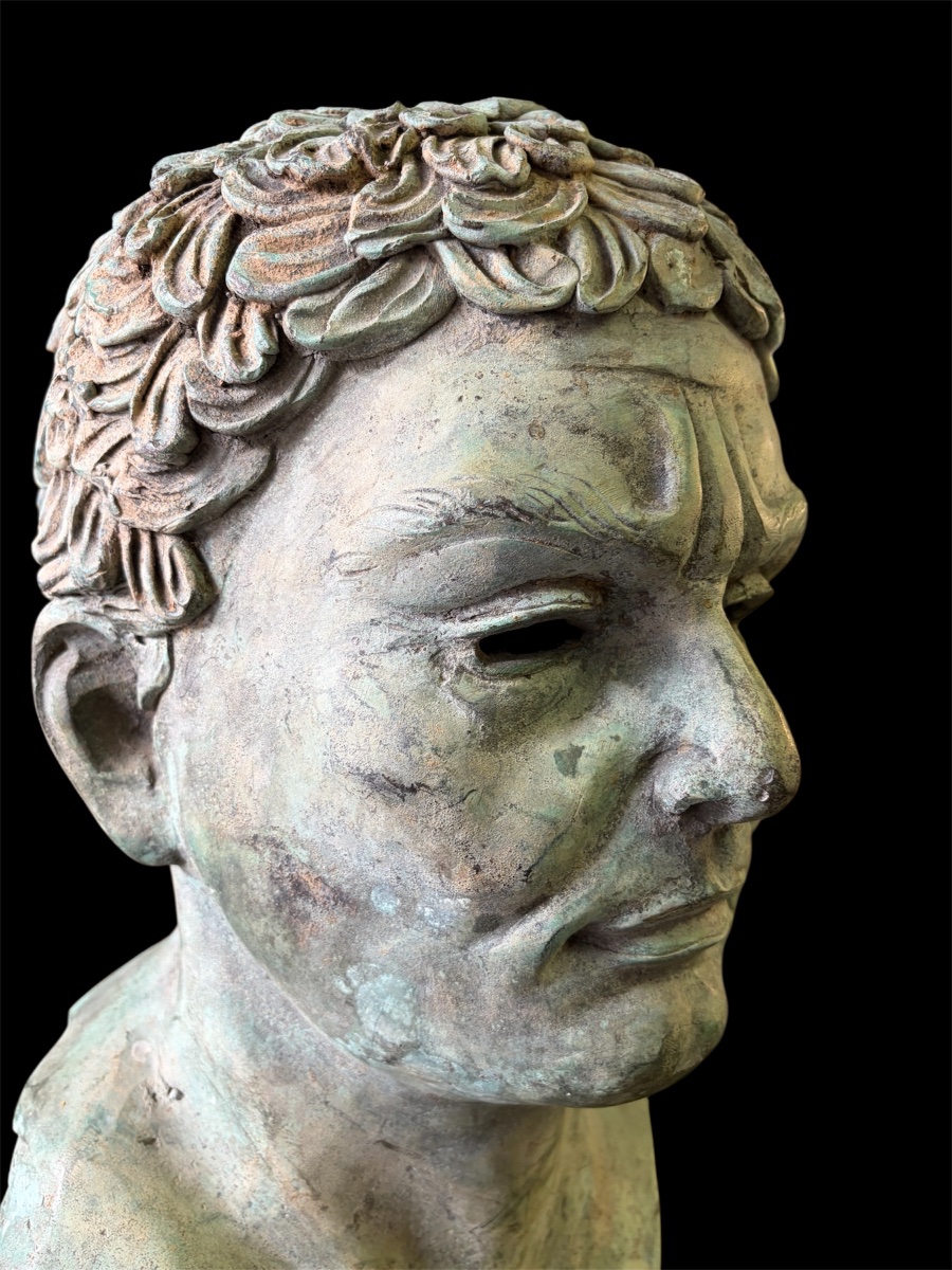 Tête en bronze d’un philosophe de l’antiquité, hauteur 52 cm-photo-6