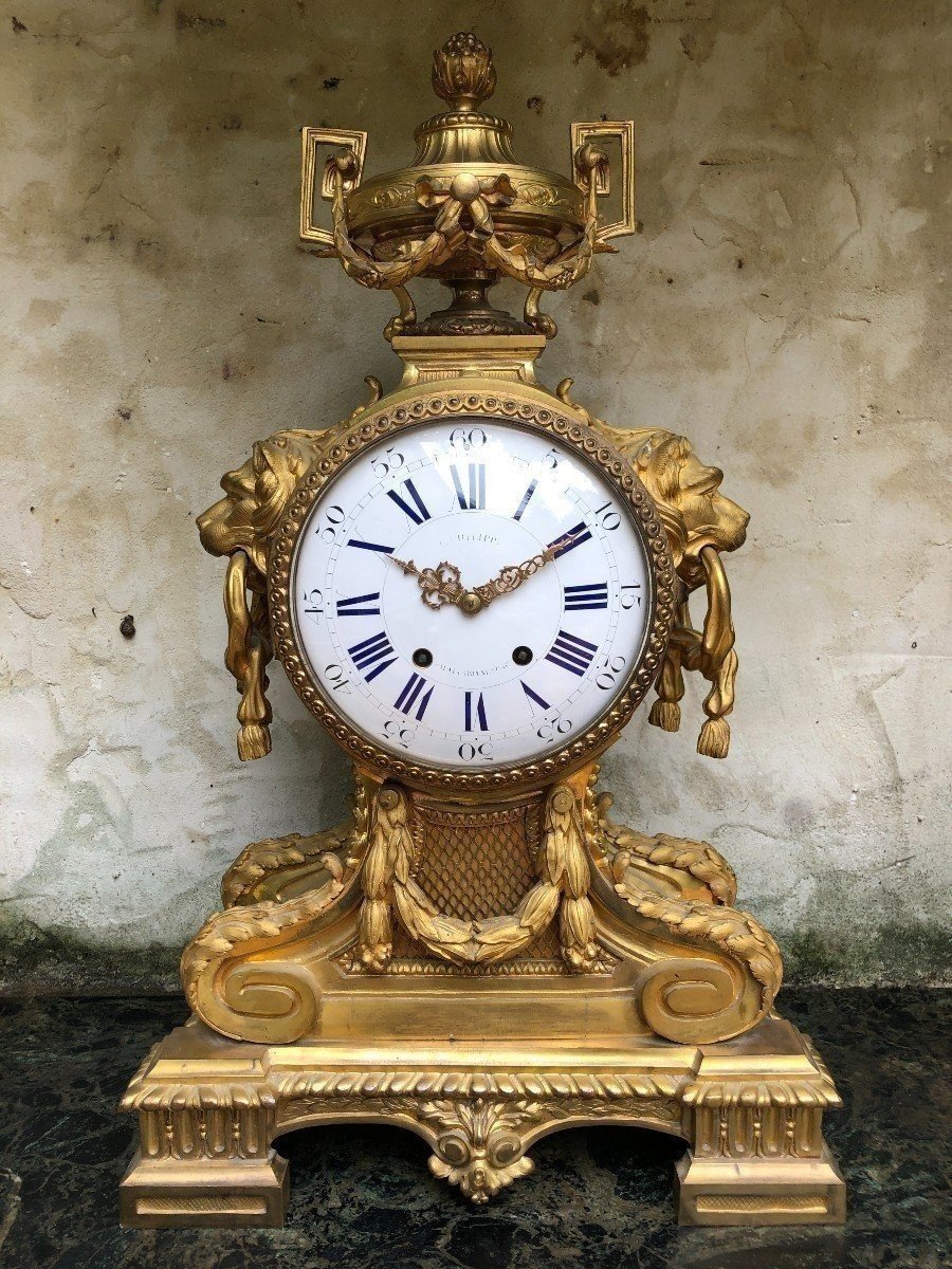 Grand Garniture De Cheminée De Style Lxvi En Bronze Doré Paris, 19e Siècle.-photo-2