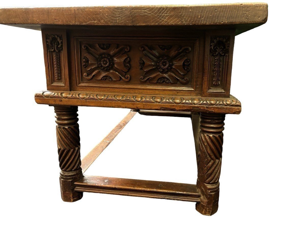 Beautiful 17th-century Spanish Chestnut Wood Table (180 Cm).-photo-2