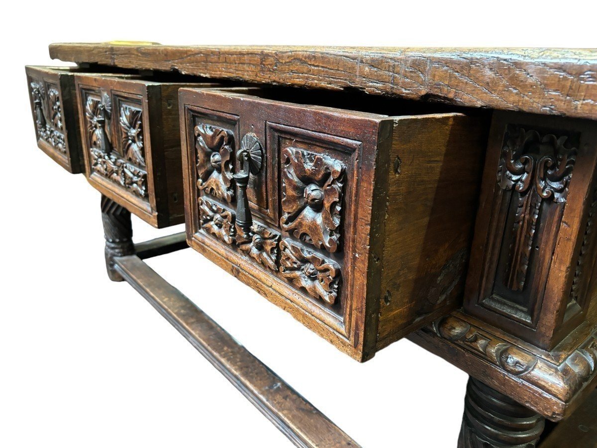 Beautiful 17th-century Spanish Chestnut Wood Table (180 Cm).-photo-6