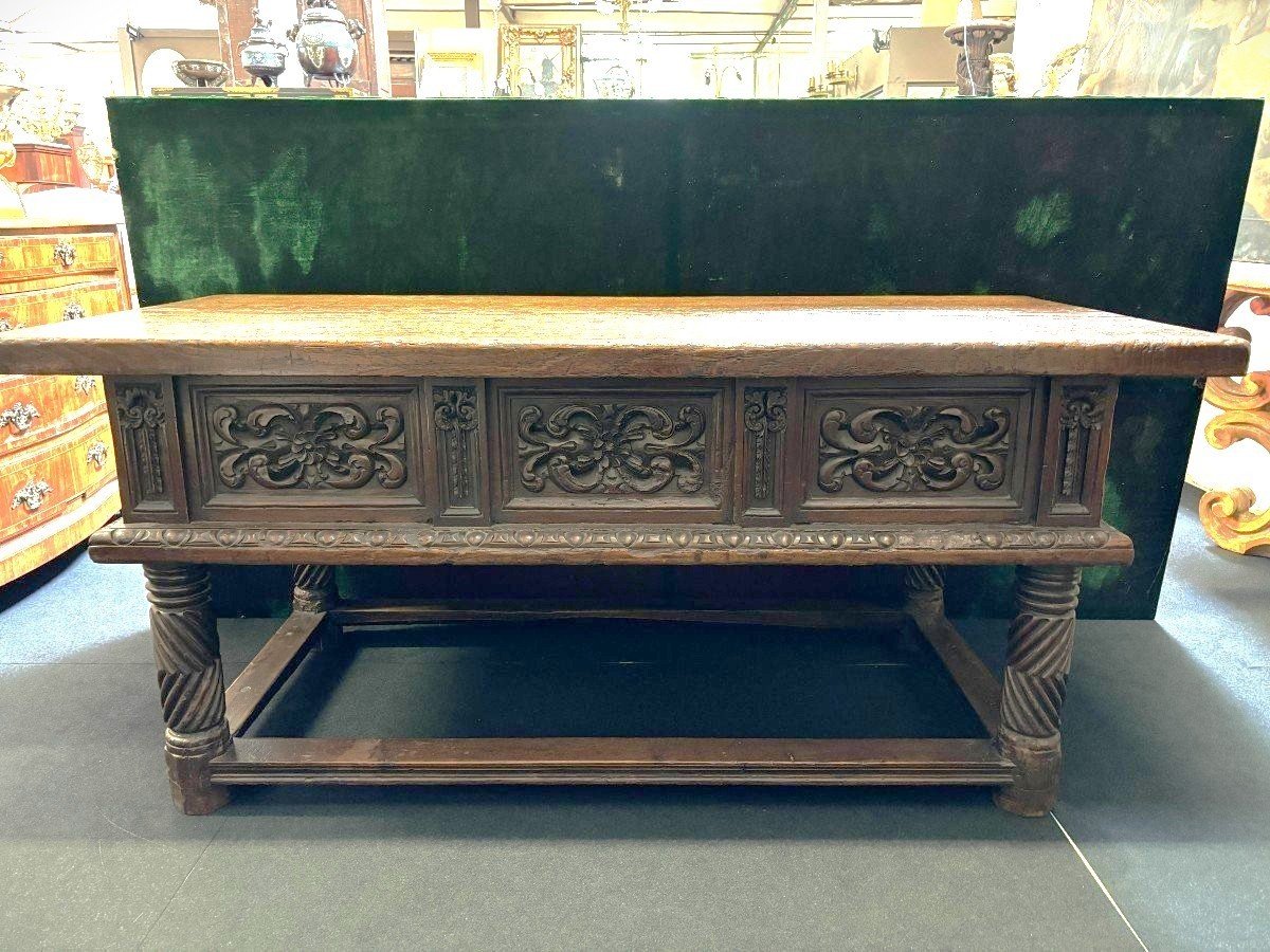 Beautiful 17th-century Spanish Chestnut Wood Table (180 Cm).-photo-7