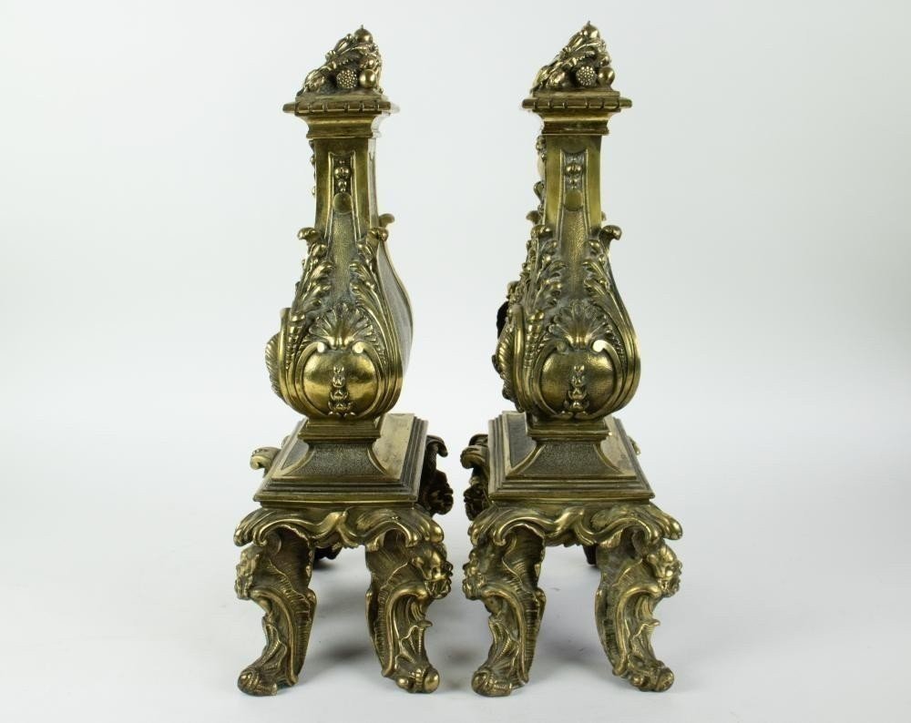 Pair Of 19th-century Bronze Castle Andirons.-photo-4